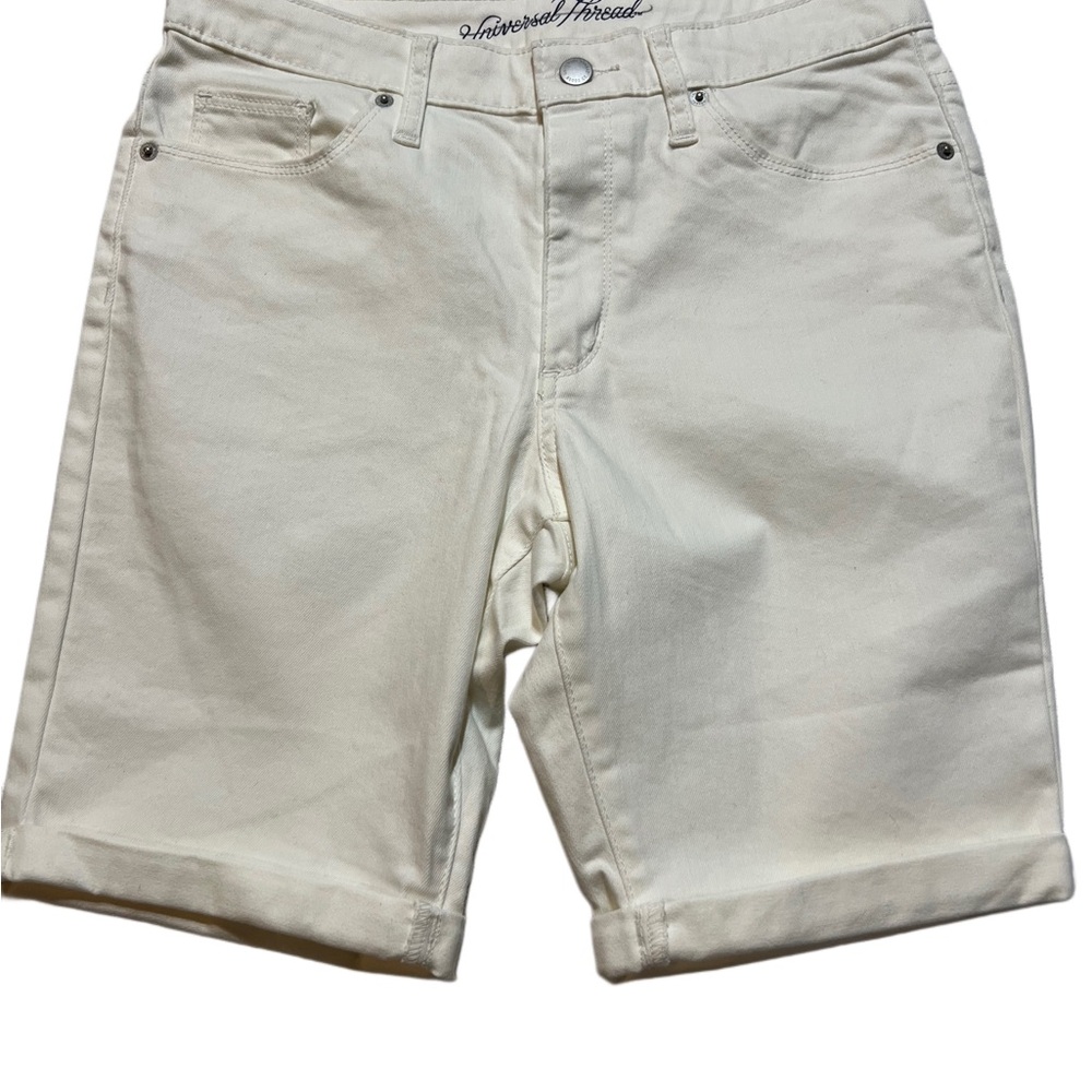 Universal Thread Cream Jean Shorts Knee-Length